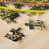 Natuurlijke groene kaleidoscopische mandala legpuzzel (Zijkant)