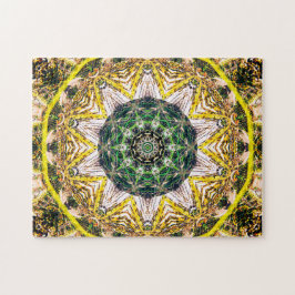 Natuurlijke groene kaleidoscopische mandala legpuzzel