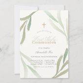 Natuurlijke groene olievlekken Eerste Heilige Comm Kaart (Voorkant)