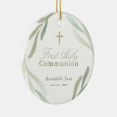 Natuurlijke groene olievlekken Eerste Heilige Comm Keramisch Ornament (Rechts)