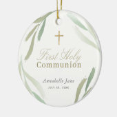 Natuurlijke groene olievlekken Eerste Heilige Comm Keramisch Ornament (Links)