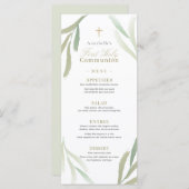 Natuurlijke groene olievlekken Eerste Heilige Comm Menu (Voorkant / Achterkant)