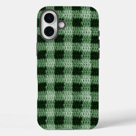 Natuurlijke Groene Plaid Artisan Haakprint Stoer iPhone 16 Plus Hoesje