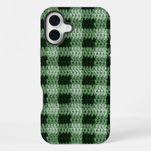 Natuurlijke Groene Plaid Artisan Haakprint Stoer iPhone 16 Plus Hoesje