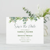 Natuurlijke groene Save the Date-kaarten Date (Staand voorkant)