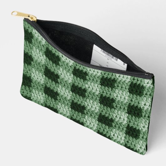 Natuurlijke groene tinten Plaid Artisan Haakprint Etui (Open)