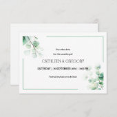 Natuurlijke groene Waterverf Eucalyptus verlaat br Save The Date (Voorkant / Achterkant)