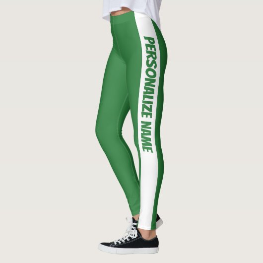 Natuurlijke groene Waterverf PERSONALISEREN Leggings (Links)