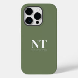  natuurlijke groenheid Vaste kleur Monogrammen Case-Mate iPhone 14 Pro Hoesje