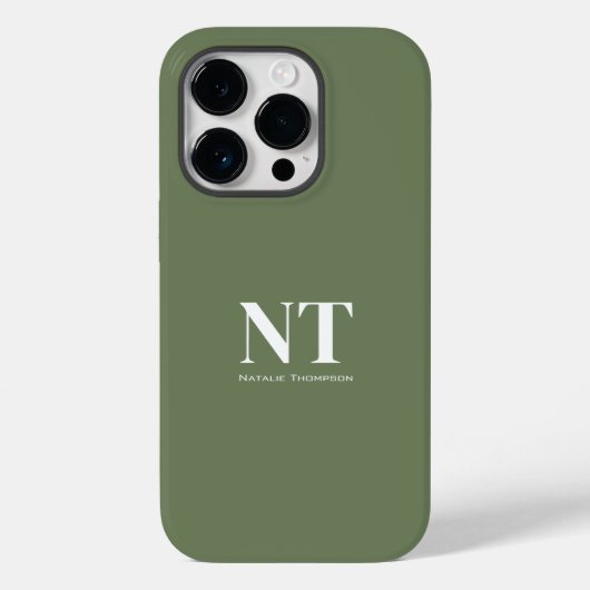 natuurlijke groenheid Vaste kleur Monogrammen Case-Mate iPhone Case (Achterkant)