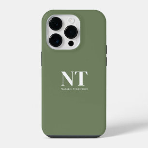 natuurlijke groenheid Vaste kleur Monogrammen iPhone 14 Plus Hoesje