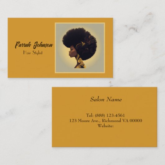 Natuurlijke Haar Stylist Afro Vrouw Visitekaartje (Voorkant / Achterkant)