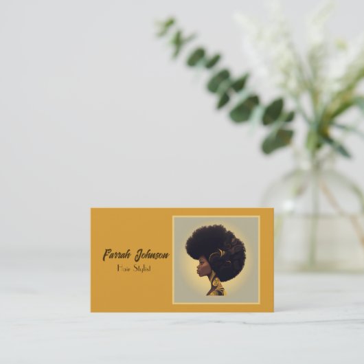 Natuurlijke Haar Stylist Afro Vrouw Visitekaartje (Staand voorkant)
