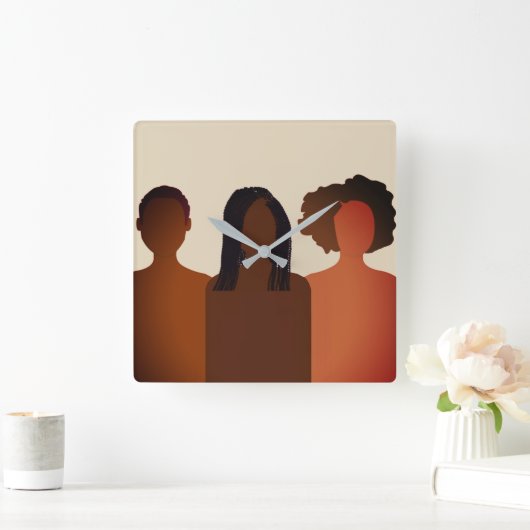 Natuurlijke haarwandklok vierkante klok (Huis)