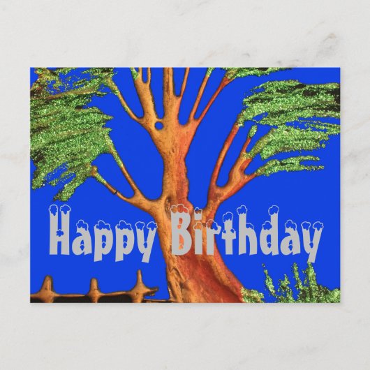 Natuurlijke Happy Birthday Colorful Blue sky Acaci Briefkaart (Voorkant)