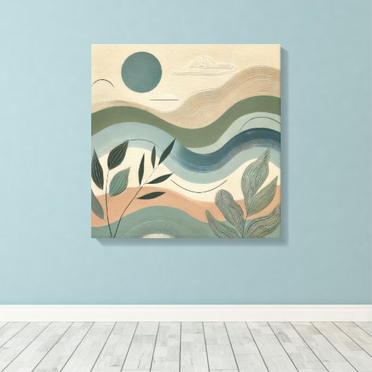 Natuurlijke Harmonie - Organische Abstracte Golven Canvas Afdruk (Insitu (Houten vloer))