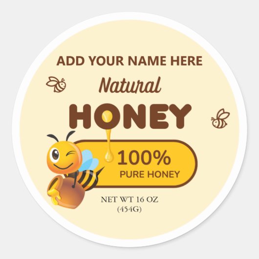 Natuurlijke Honey Bee Jar Appiary Business Labels (Voorkant)