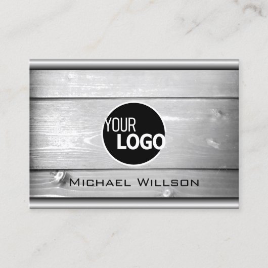Natuurlijke houtkorrels Witte houten planken Logo  Visitekaartje (Voorkant)