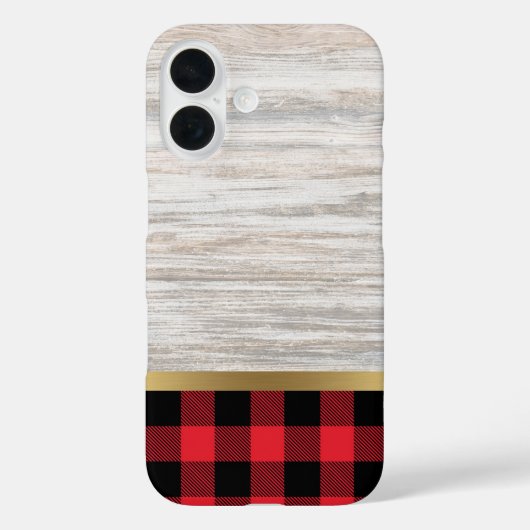 Natuurlijke houtstructuur en Buffalo Plaid Case-Mate iPhone Case (Achterkant)
