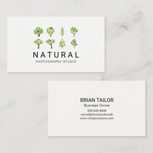 Natuurlijke | Illustratieve Bomen Visitekaartje (Voorkant / Achterkant)