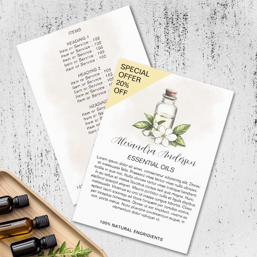 Natuurlijke Jasmin Etherische Oliën Aquarel Bloemm Flyer