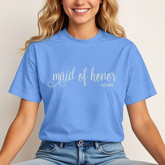 Natuurlijke kalligrafie op Carolina Blue Maid of H T-shirt