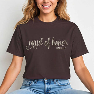 Natuurlijke kalligrafie op Espresso Maid of Honor T-shirt