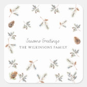 Natuurlijke kerst folage foto xmas vierkante sticker (Voorkant)