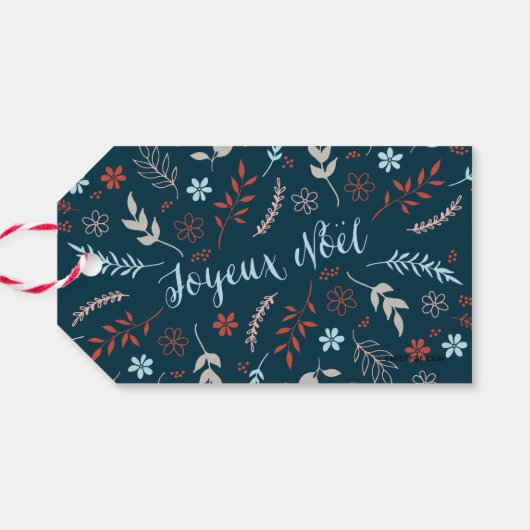 Natuurlijke kerstfeestdag met Noël Cadeaulabel (Achterkant Horizontaal)