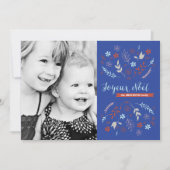 Natuurlijke kerstfeestdag van Noël in Indigo Feestdagenkaart (Voorkant)