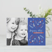 Natuurlijke kerstfeestdag van Noël in Indigo Feestdagenkaart (Staand voorkant)