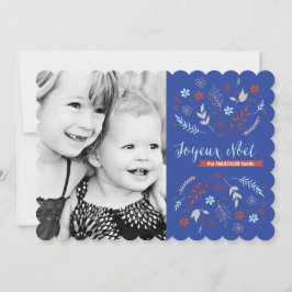 Natuurlijke kerstfeestdag van Noël in Indigo Feestdagenkaart