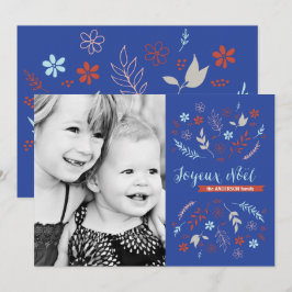 Natuurlijke kerstfeestdag van Noël in Indigo Feestdagenkaart