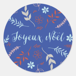 Natuurlijke kerstfeestdag van Noël in Indigo Ronde Sticker