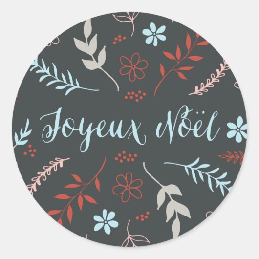 Natuurlijke kerstfeestdag van Noël in Slate Ronde Sticker (Voorkant)