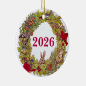 Natuurlijke Kerstkrans Keramisch Ornament (Rechts)