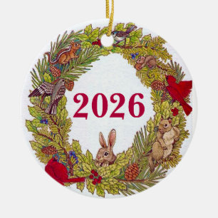 Natuurlijke Kerstkrans Keramisch Ornament