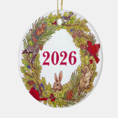 Natuurlijke Kerstkrans Keramisch Ornament (Links)