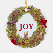 Natuurlijke Kerstkrans Keramisch Ornament (Achterkant)