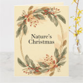 Natuurlijke Kerstmis – Minimaal Botanisch Kerstfee Kaart (Gele Bloem)