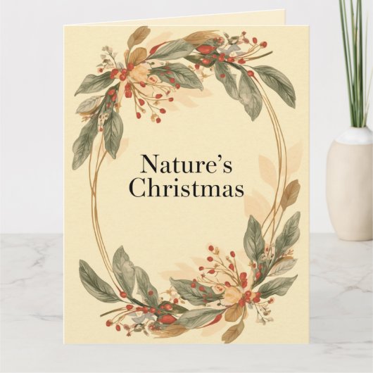Natuurlijke Kerstmis – Minimaal Botanisch Kerstfee Kaart (Voorkant)