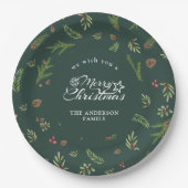Natuurlijke Kerstmis minimaal elegant botanisch pa Papieren Bordje (Voorkant)