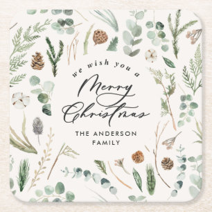 Natuurlijke Kerstmis minimale elegante botanische Kartonnen Onderzetters