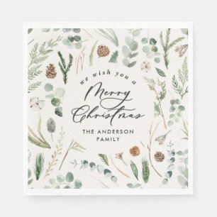 Natuurlijke Kerstmis minimale elegante botanische Servet
