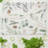 Natuurlijke Kerstmis minimale elegante botanische Theedoek (Gevouwen)