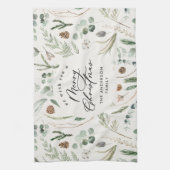 Natuurlijke Kerstmis minimale elegante botanische Theedoek (Verticaal)