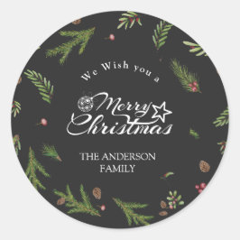 Natuurlijke Kerstmis minimale elegante Groene bota Ronde Sticker