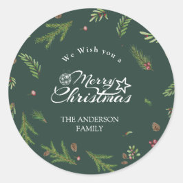 Natuurlijke Kerstmis minimale elegante Groene bota Ronde Sticker