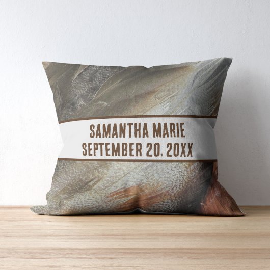 Natuurlijke kinderkamer veren grijs bruin geslacht kussen