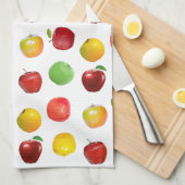 Natuurlijke kleurrijke appels op White Kitchen Tow Theedoek (Quarter Fold)